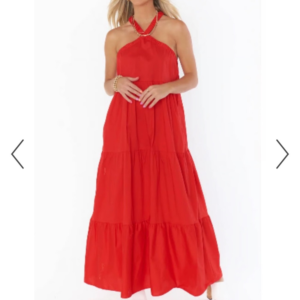 Show Me Your MuMu Red Halter Maxi Dress